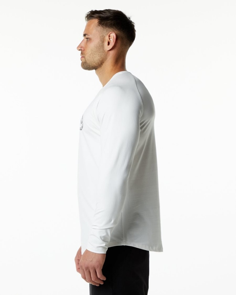 White Alphalete Dynasty LS Tee Men's Shirts | 7053281-IO