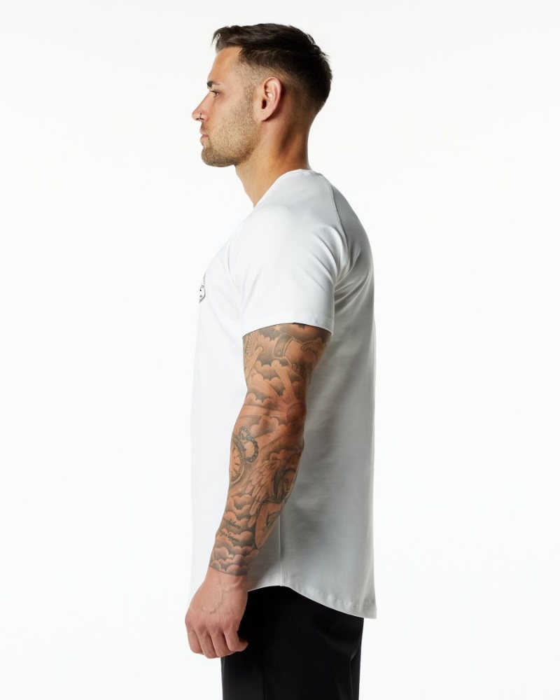 White Alphalete Dynasty Tee Men's Shirts | 9036752-NR