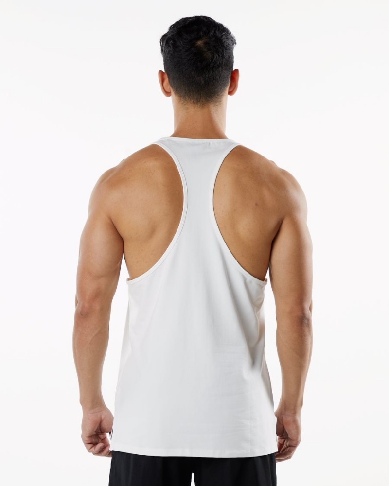 White Alphalete Emblem Stringer Men's Stringers | 7598231-TN