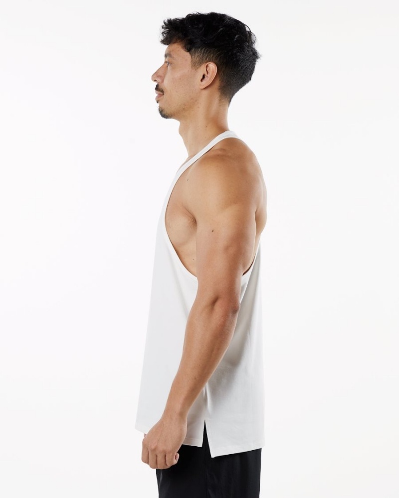 White Alphalete Emblem Stringer Men's Stringers | 7598231-TN