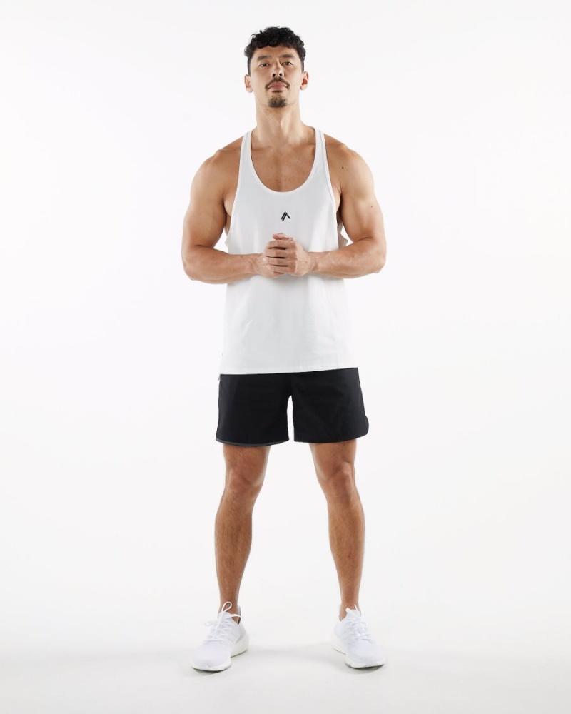 White Alphalete Emblem Stringer Men's Stringers | 7598231-TN