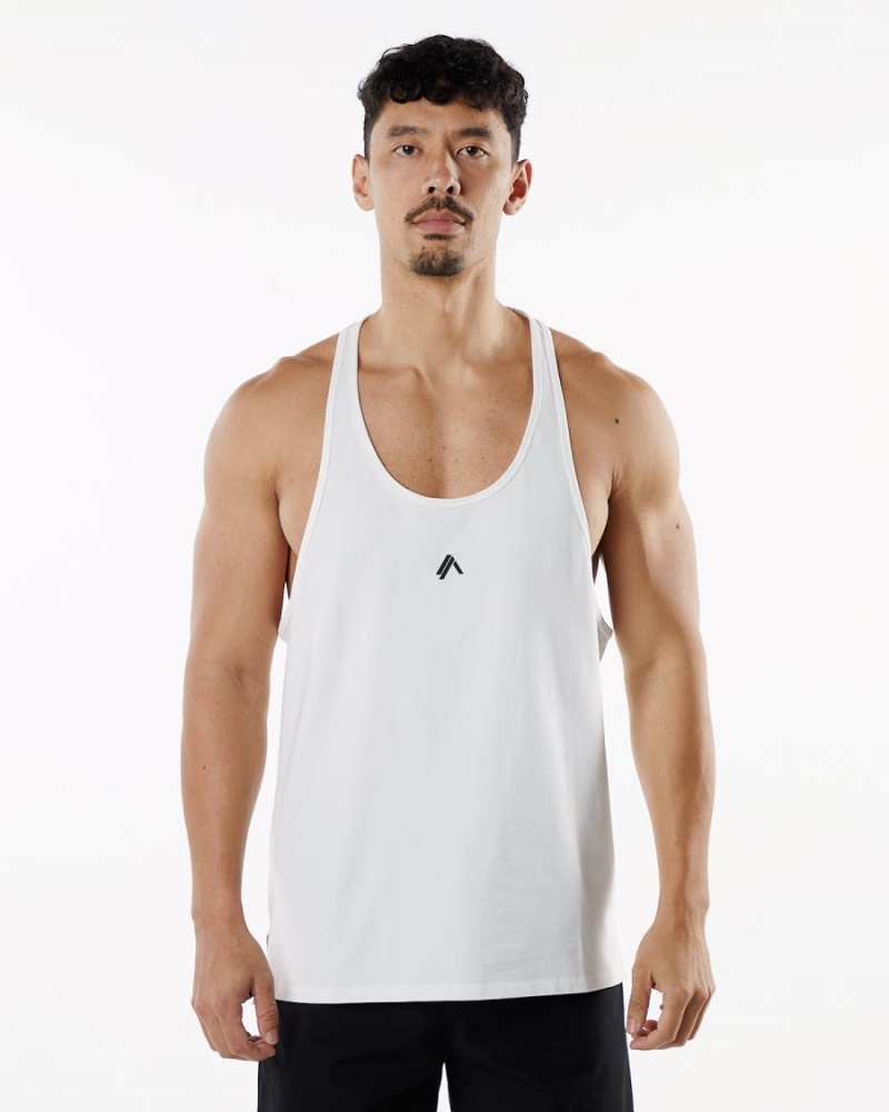 White Alphalete Emblem Stringer Men\'s Stringers | 7598231-TN