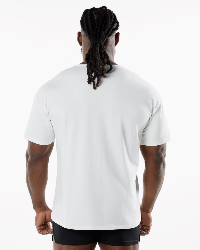 White Alphalete Emblem Tee Men's Shirts | 3768094-AY