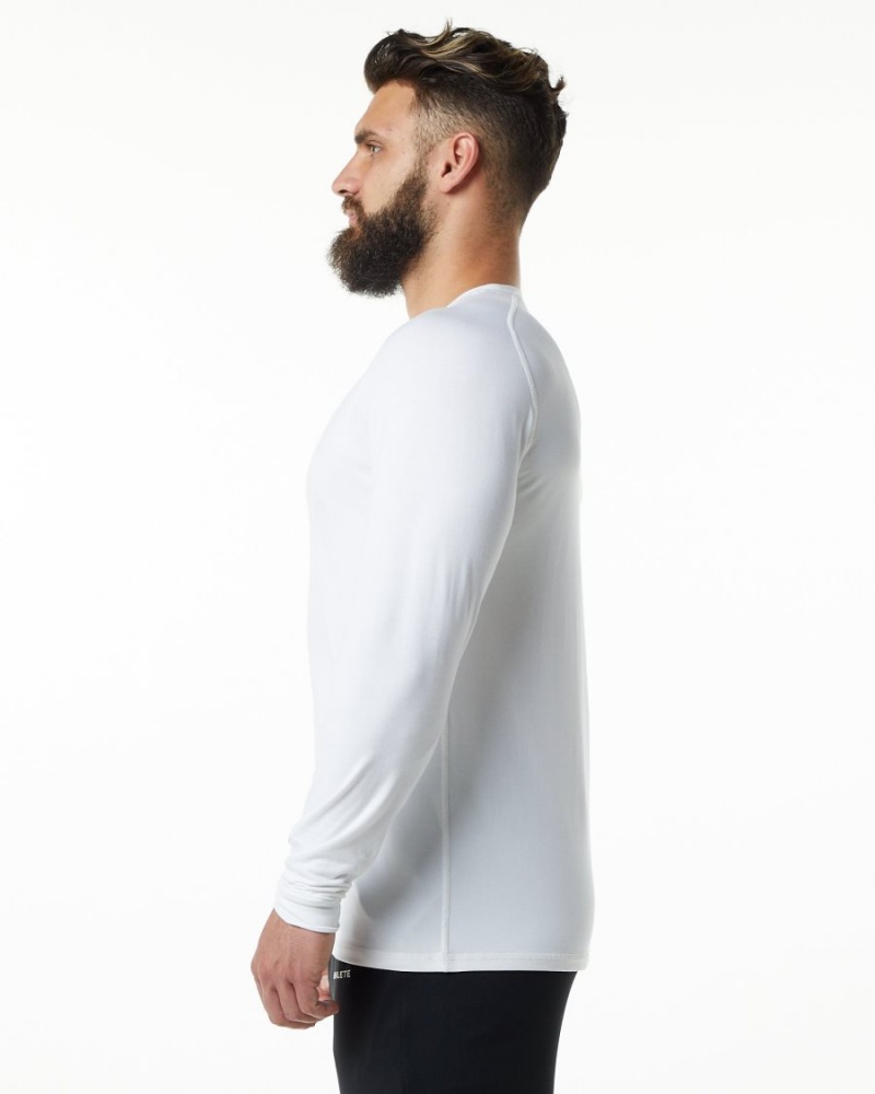 White Alphalete Evo Epaulette Tee Men's Shirts | 9127843-NW