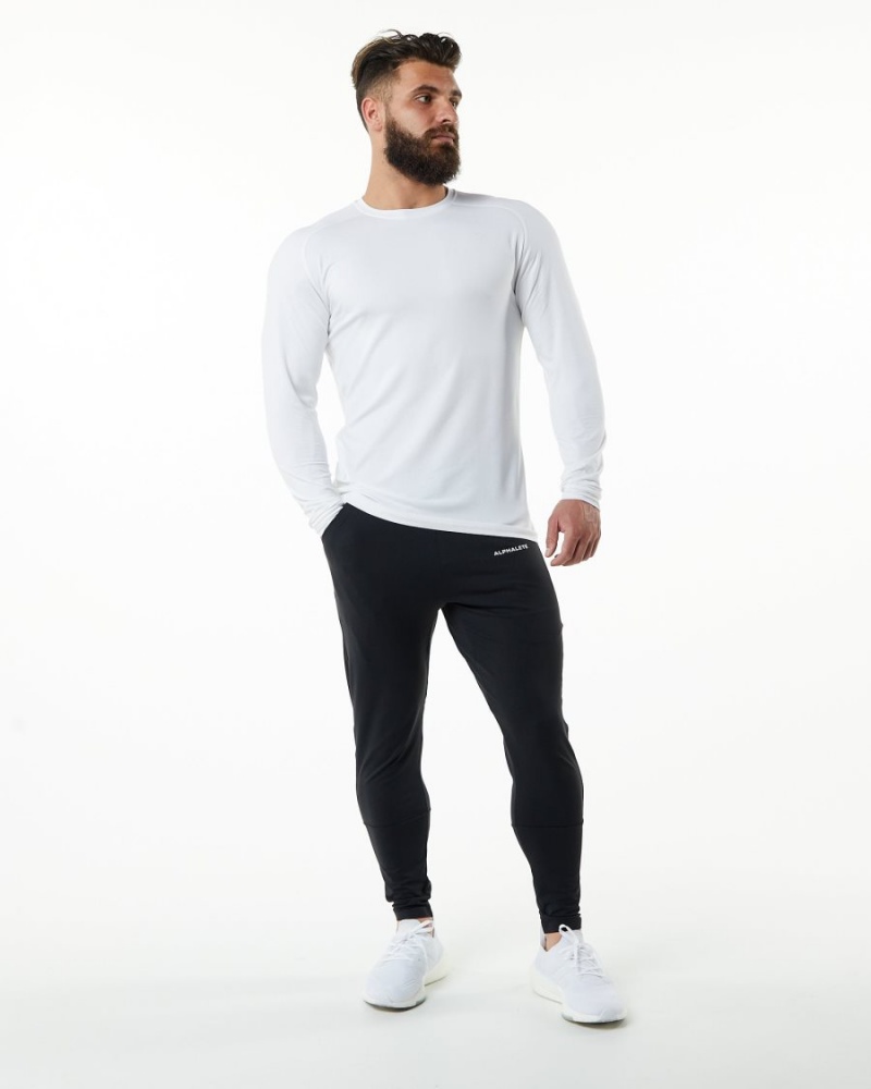 White Alphalete Evo Epaulette Tee Men's Shirts | 9127843-NW