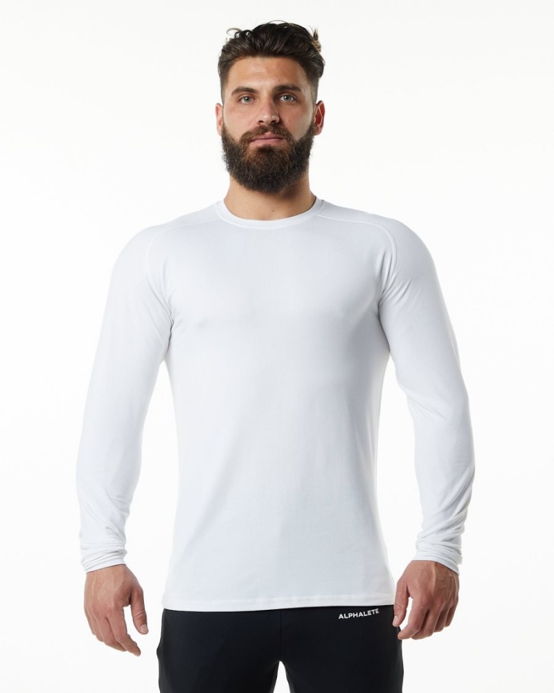 White Alphalete Evo Epaulette Tee Men\'s Shirts | 9127843-NW