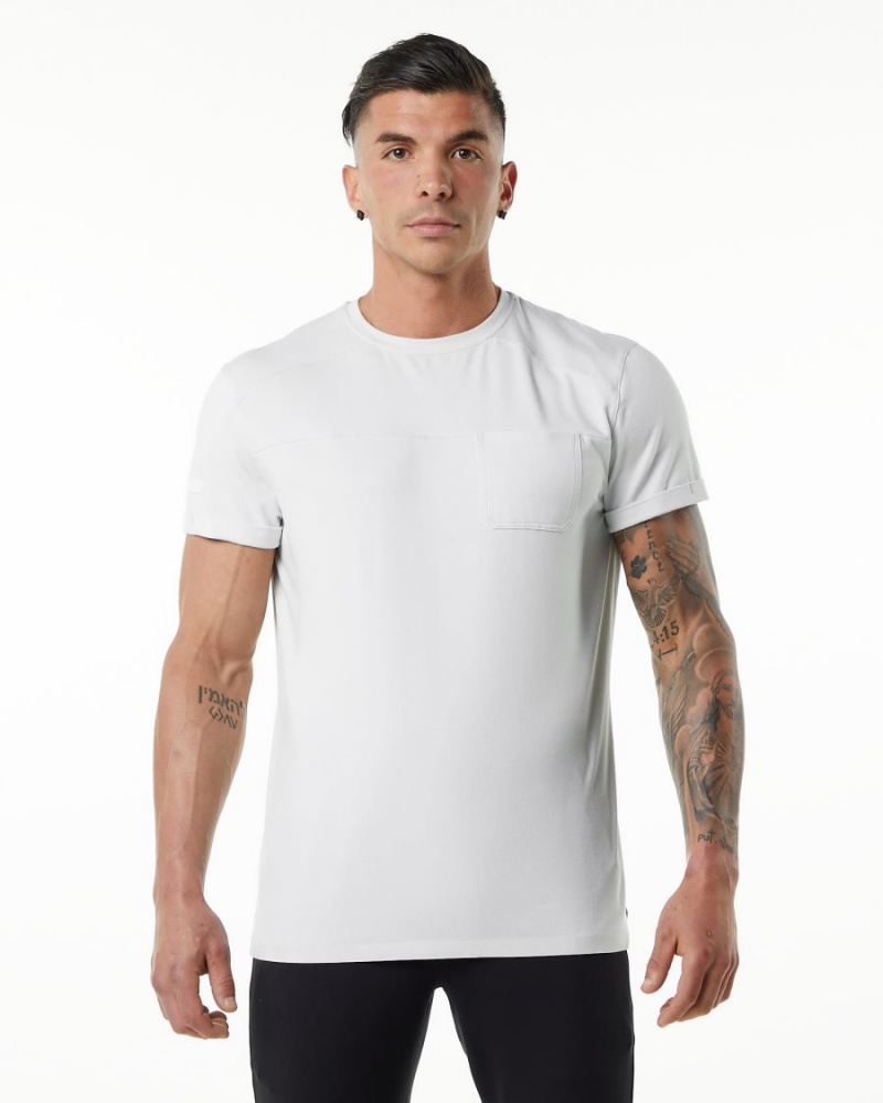 White Alphalete Evo Pocket Tee Men\'s Shirts | 7231680-KO