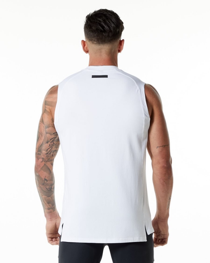 White Alphalete Evo Tank Men's Tanks | 3019267-FJ