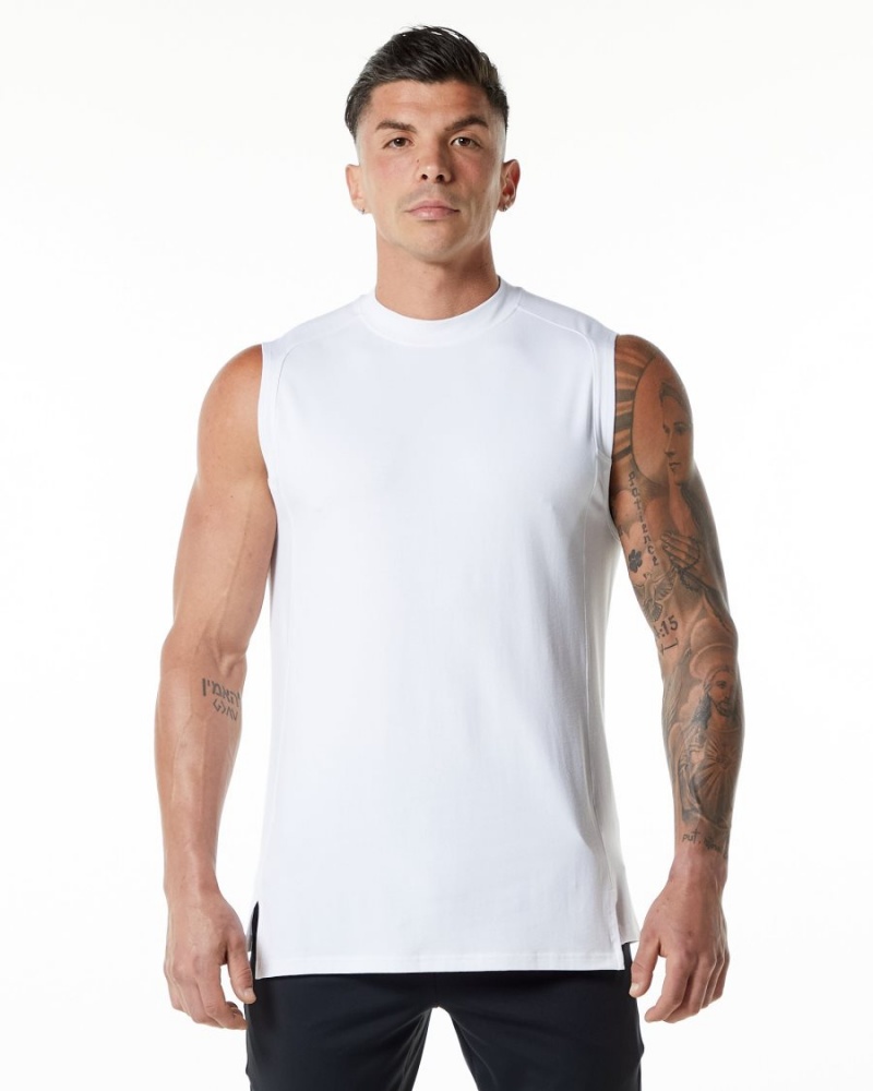 White Alphalete Evo Tank Men\'s Tanks | 3019267-FJ