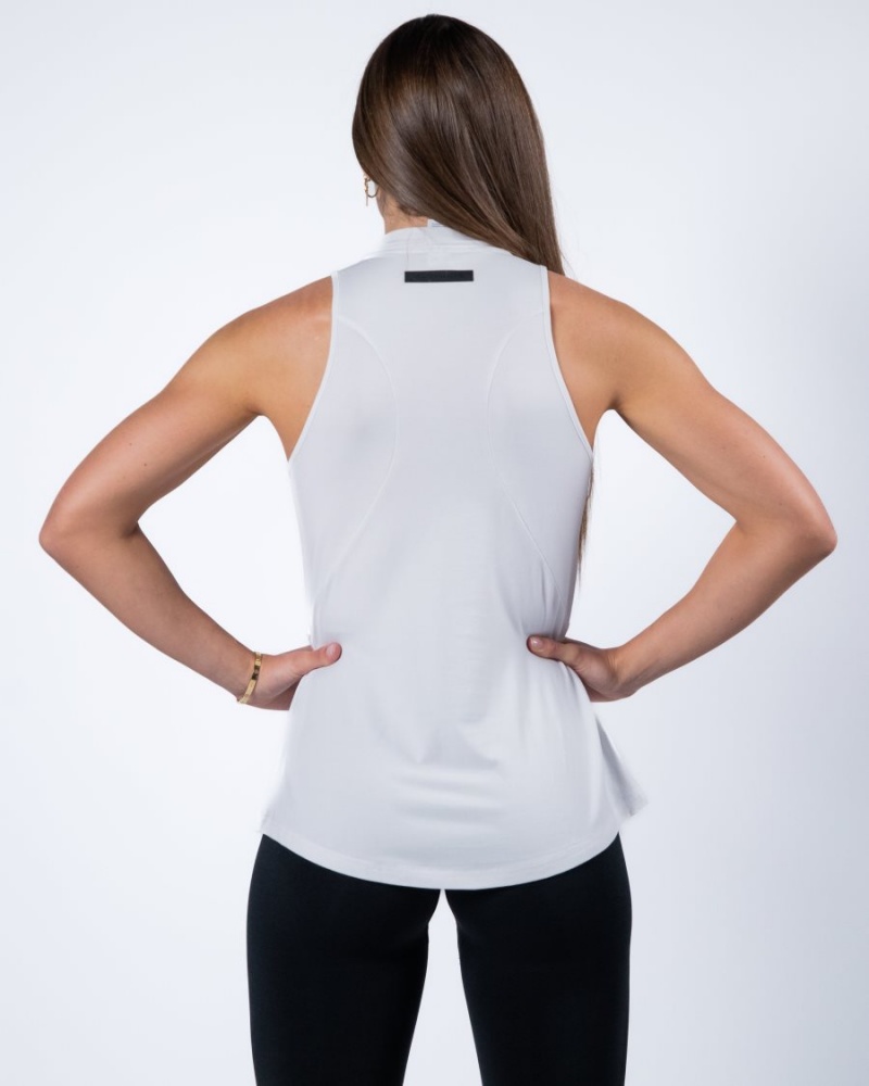 White Alphalete Evo Tank Women's Tank Top | 0193582-RZ