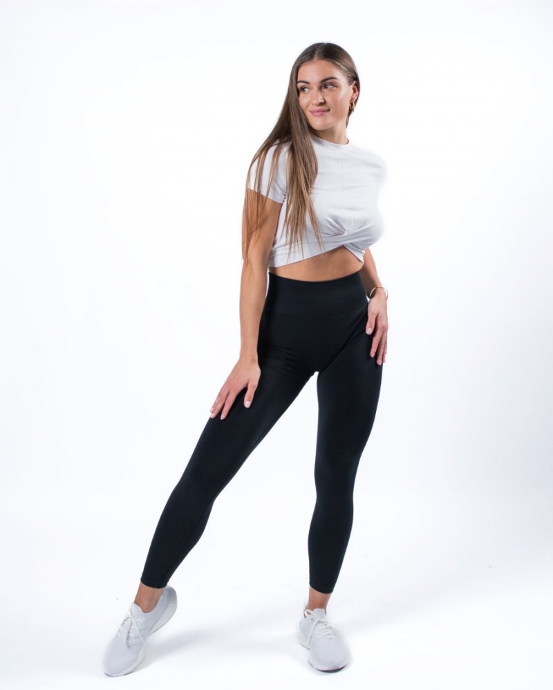 White Alphalete Evo Twist Crop Women's Shirts | 5740923-EY