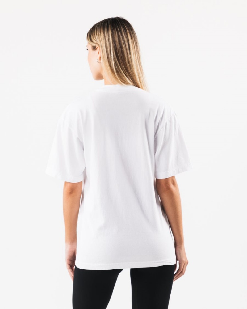 White Alphalete LDB More Letter Tee Men's Shirts | 9872163-RP