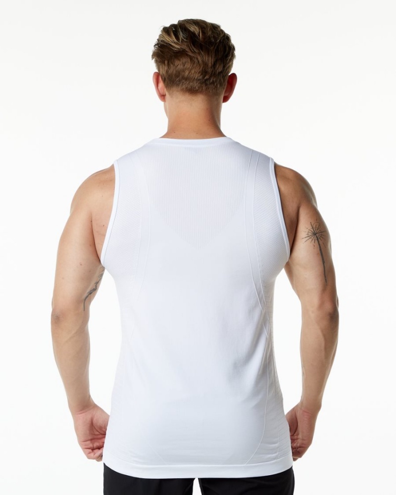 White Alphalete Ozone Tank Men's Tanks | 0859147-EZ