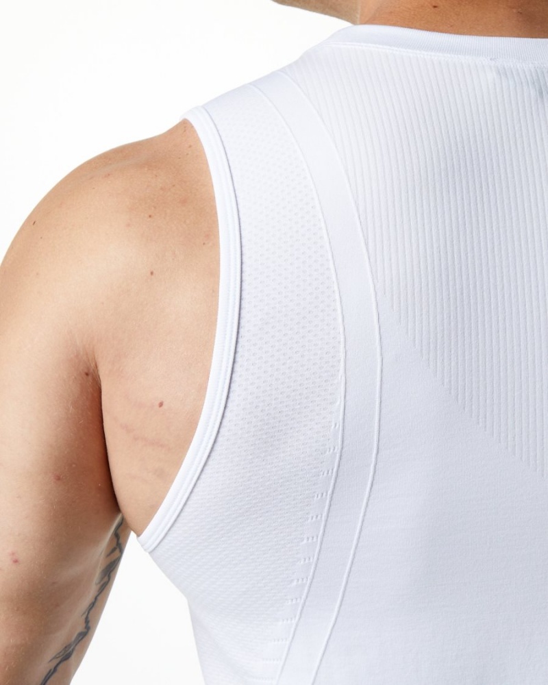 White Alphalete Ozone Tank Men's Tanks | 0859147-EZ