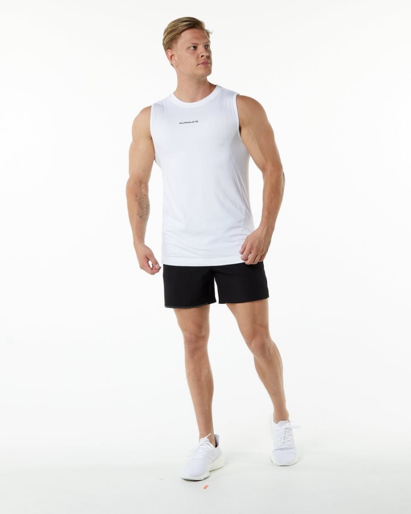 White Alphalete Ozone Tank Men's Tanks | 0859147-EZ