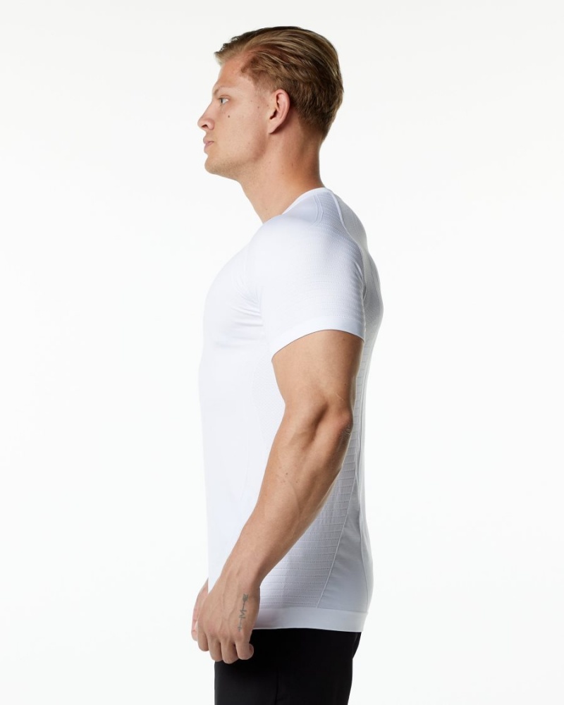 White Alphalete Ozone Tee Men's Shirts | 3675012-RN