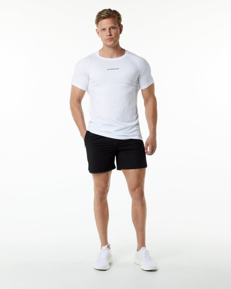 White Alphalete Ozone Tee Men's Shirts | 3675012-RN