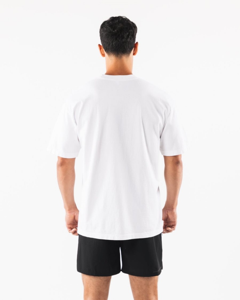 White Alphalete Pump University Tee Men's Shirts | 4587061-YH