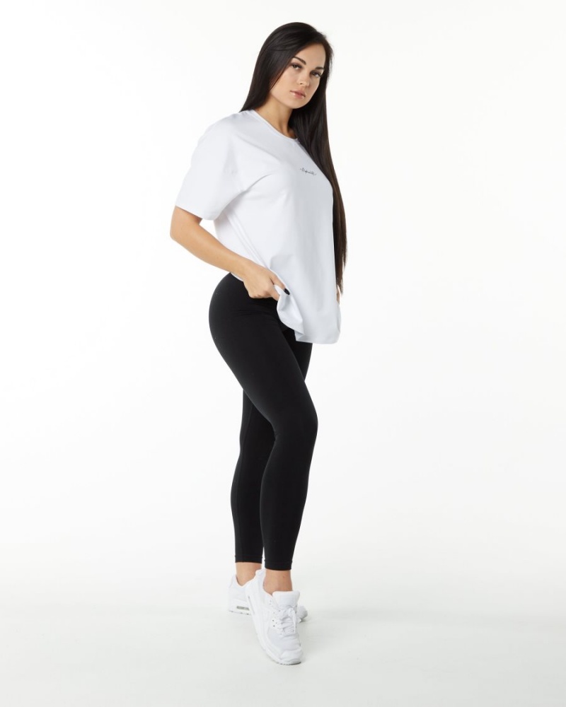 White Alphalete Signature Oversized Tee Women's Shirts | 4596023-SJ