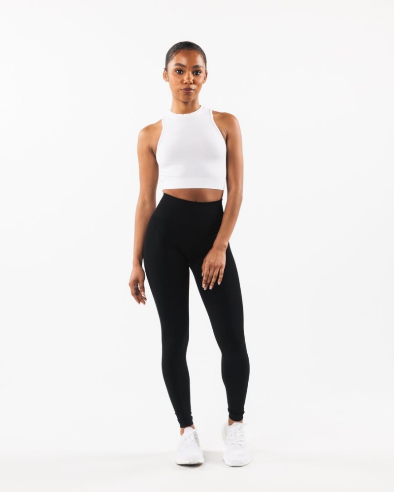 White Alphalete Stratus Crop Tank Women's Tank Top | 6893170-VN