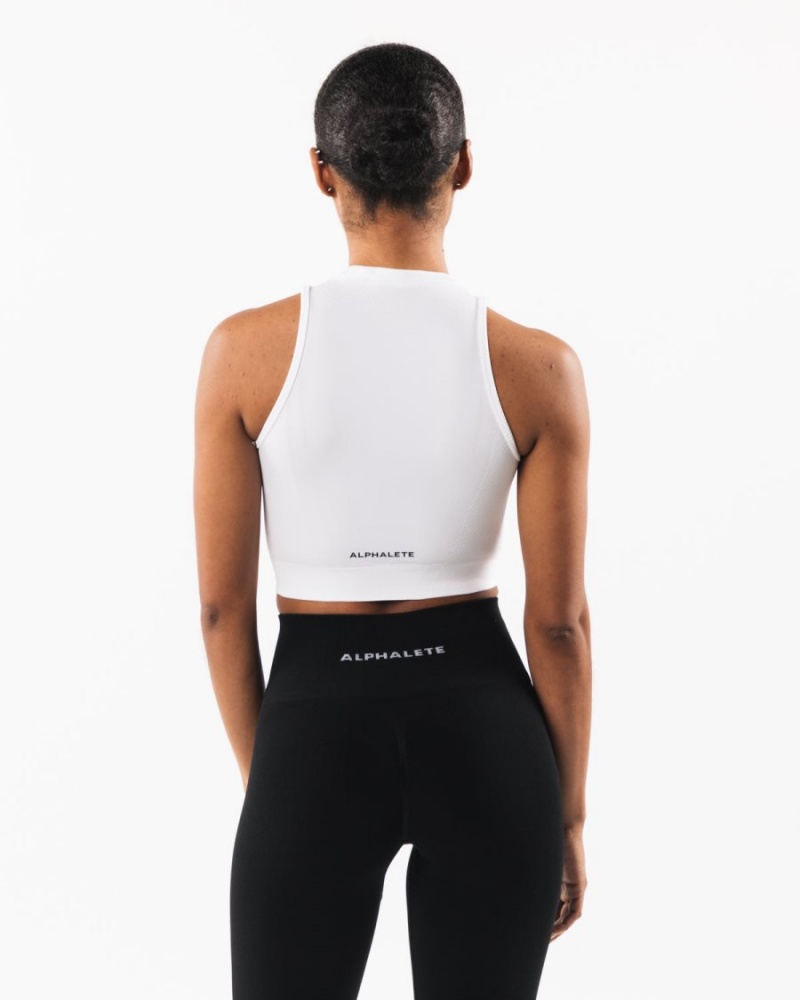 White Alphalete Stratus Crop Tank Women's Tank Top | 6893170-VN