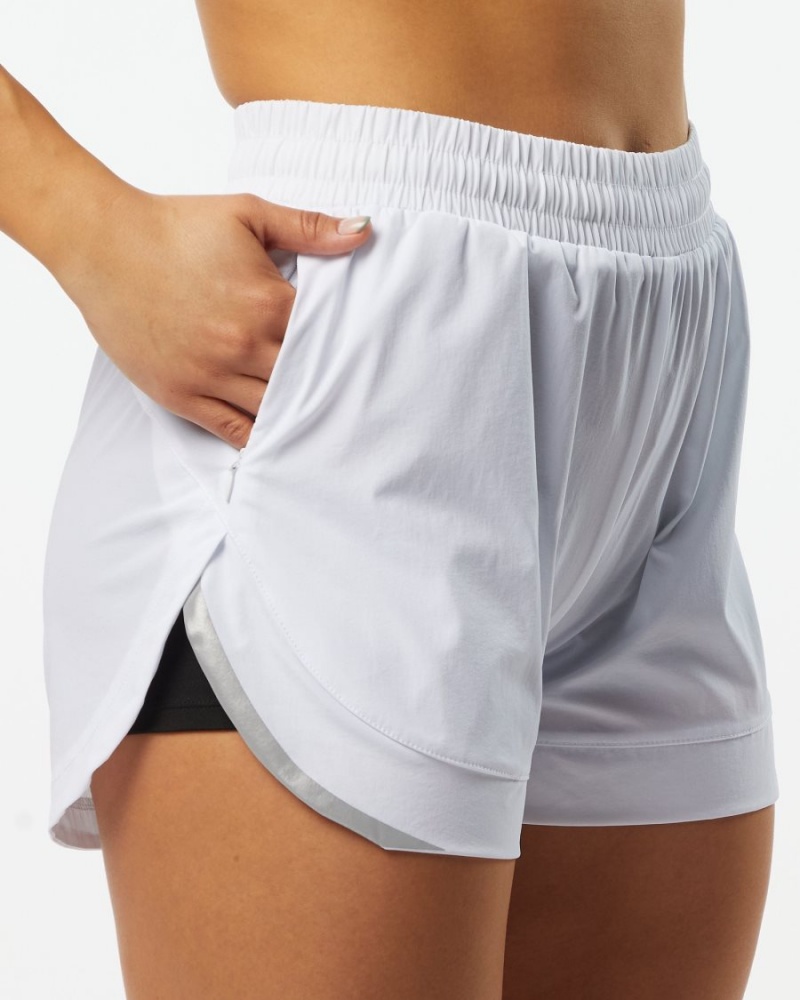 White Alphalete Stride Short 3" Women's Shorts | 0432597-ZW