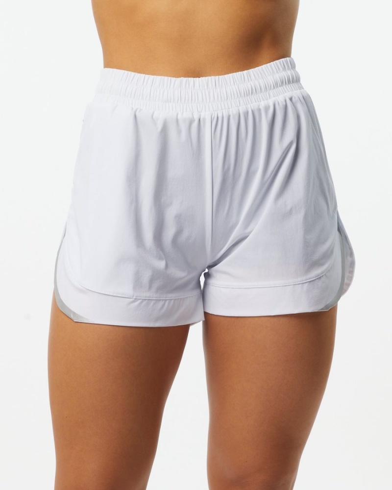 White Alphalete Stride Short 3" Women\'s Shorts | 0432597-ZW