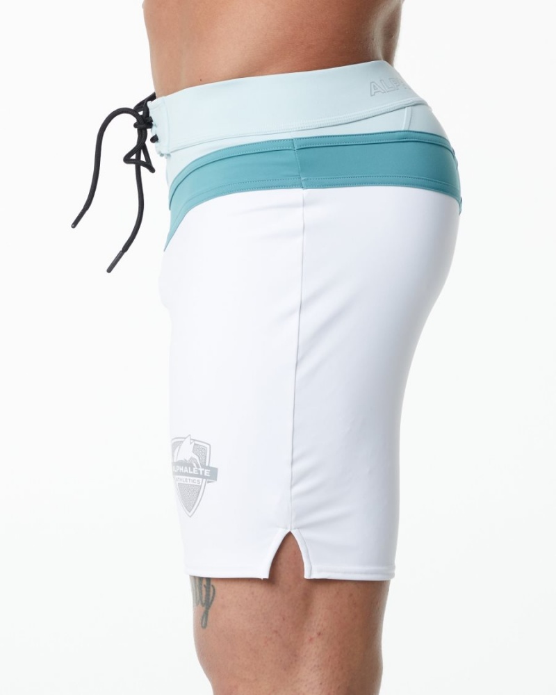 White Alphalete Trident Competition Short Men's Boardshorts | 6045281-EC