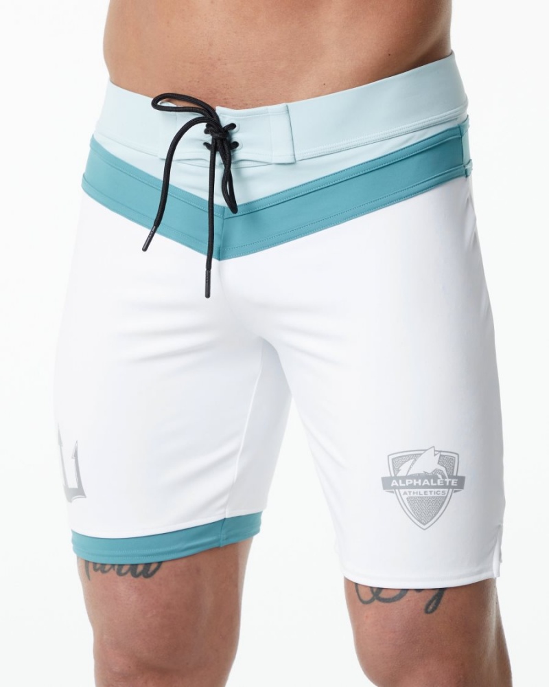 White Alphalete Trident Competition Short Men's Boardshorts | 6045281-EC