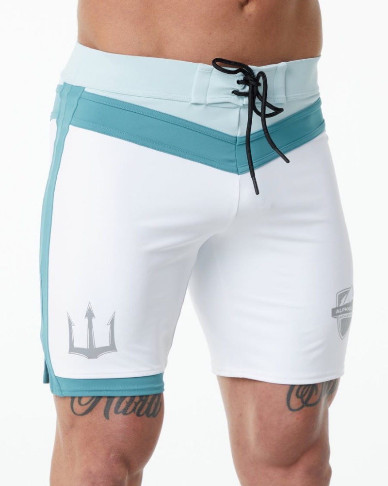 White Alphalete Trident Competition Short Men's Boardshorts | 6045281-EC