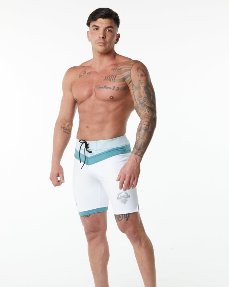 White Alphalete Trident Competition Short Men's Boardshorts | 6045281-EC