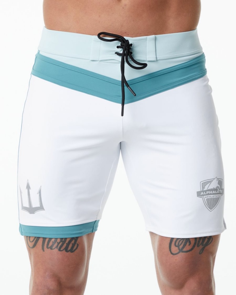 White Alphalete Trident Competition Short Men\'s Boardshorts | 6045281-EC