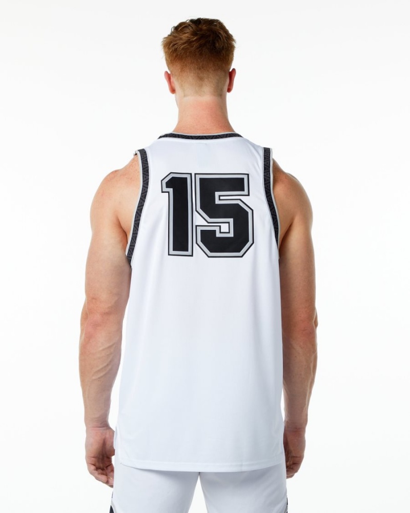 White Alphalete Varsity Basketball Jersey Men's Stringers | 3541096-UA