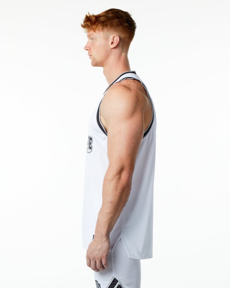 White Alphalete Varsity Basketball Jersey Men's Stringers | 3541096-UA