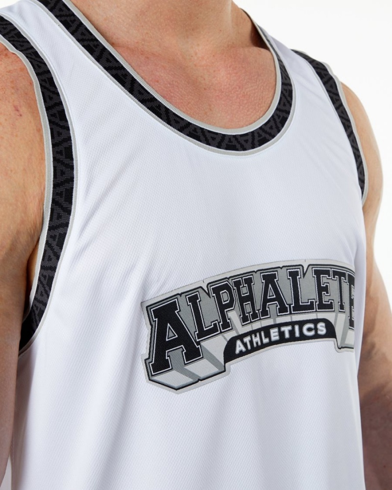 White Alphalete Varsity Basketball Jersey Men's Stringers | 3541096-UA