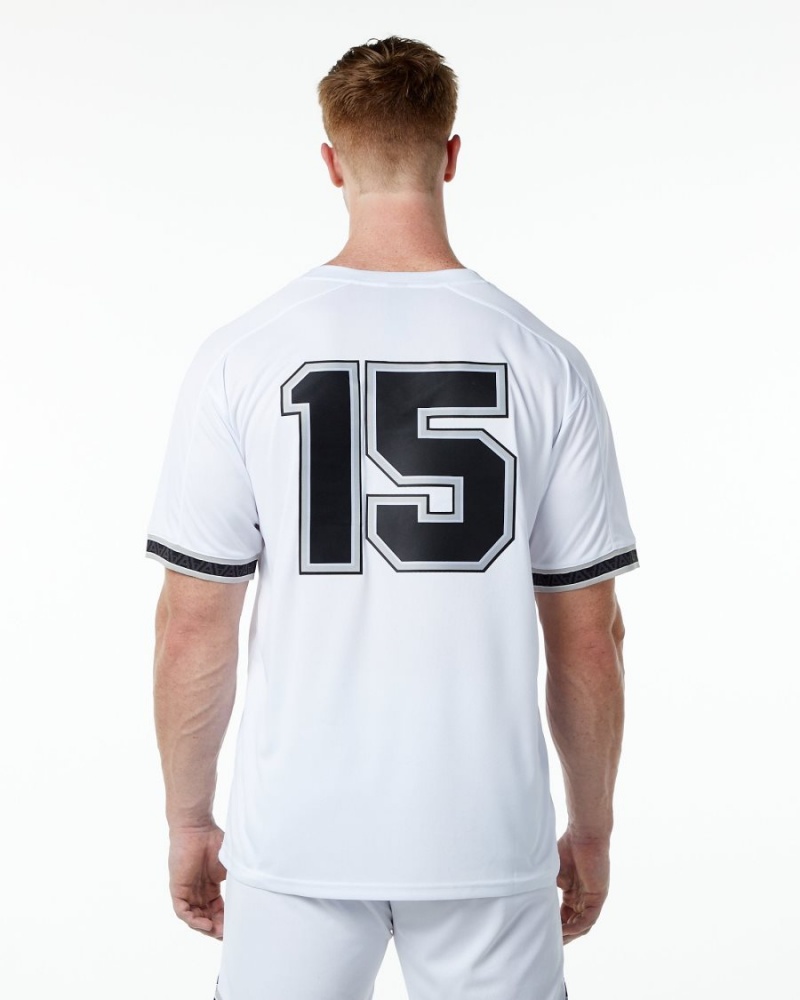 White Alphalete Varsity NFL Jersey Men's Shirts | 6497128-TZ