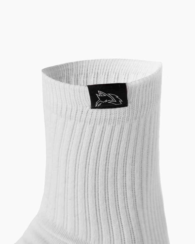 White Alphalete Wolf Head Crew Sock 3pk Women's Accessories | 7180936-WB