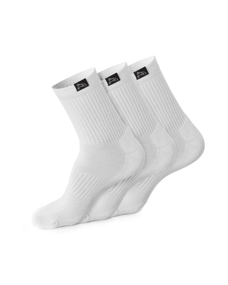 White Alphalete Wolf Head Crew Sock 3pk Men\'s Accessories | 2094386-ZD