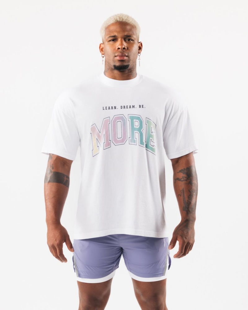 White Gradient Alphalete LDB More Tee Men's Shirts | 0674512-KG