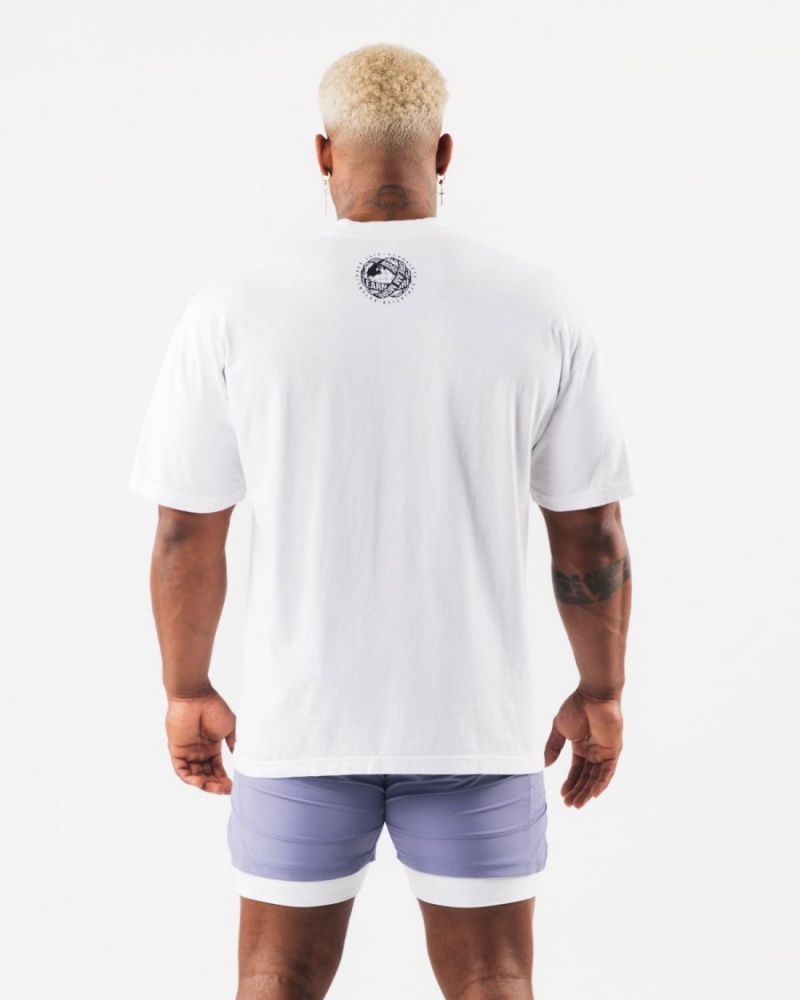 White Gradient Alphalete LDB More Tee Men's Shirts | 0674512-KG