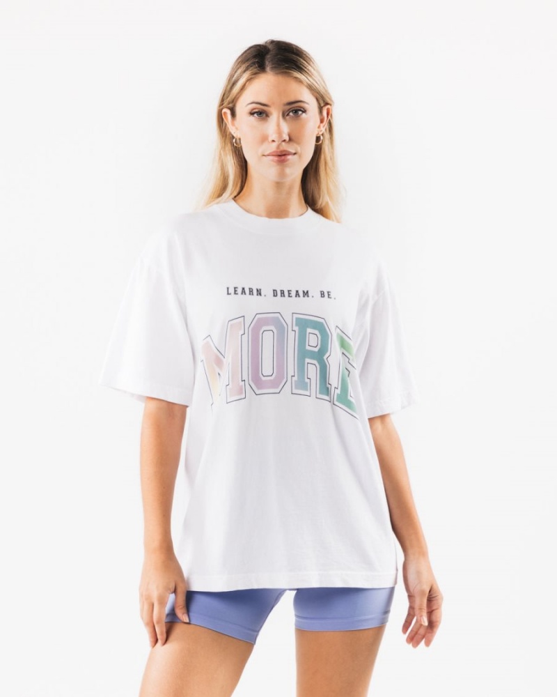 White Gradient Alphalete LDB More Tee Women's Shirts | 3176094-CM