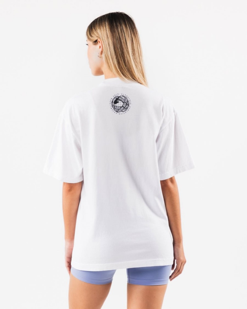 White Gradient Alphalete LDB More Tee Women's Shirts | 3176094-CM