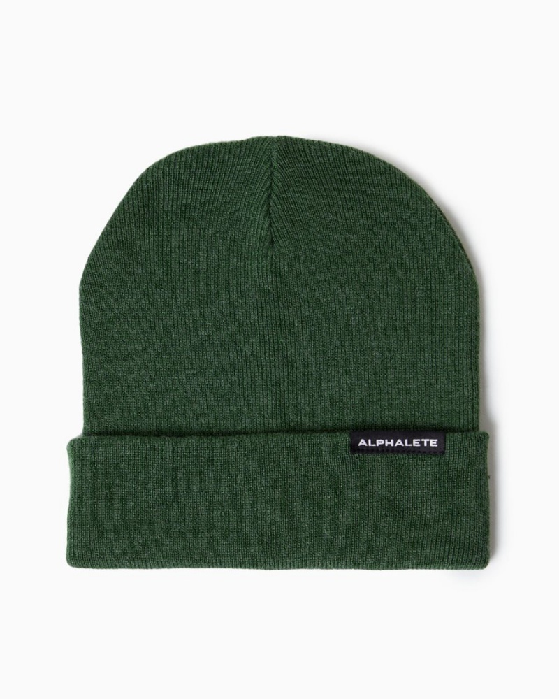 Wild Sage Alphalete Essential Foldover Beanie Men's Accessories | 9173580-QU