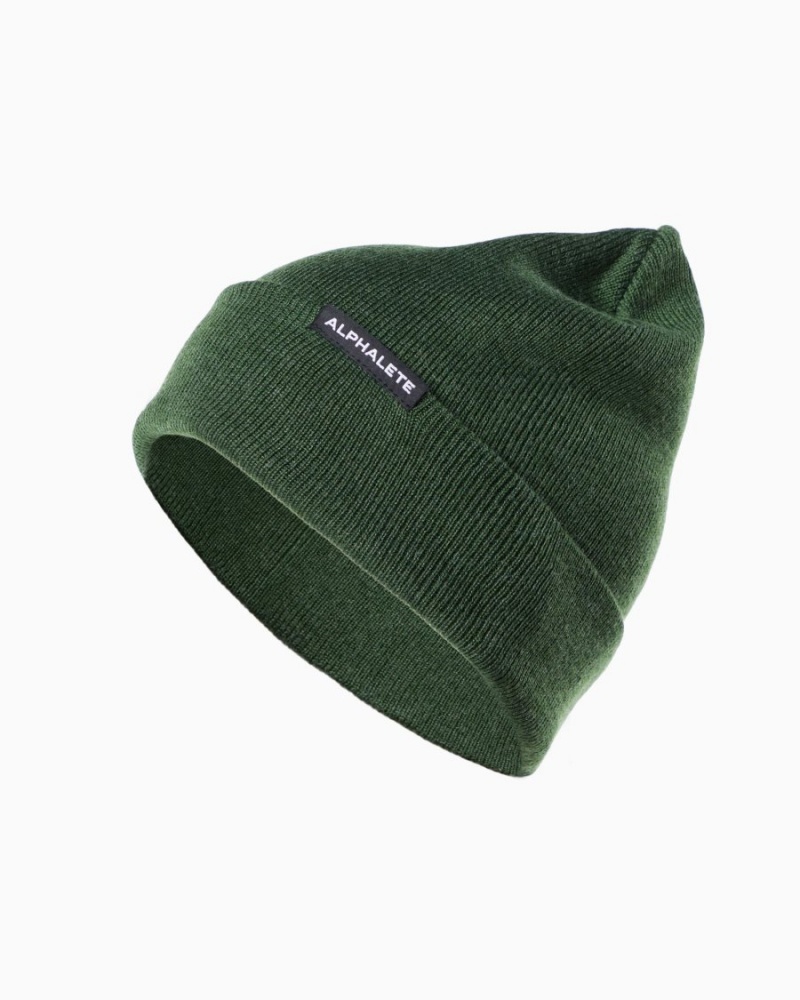 Wild Sage Alphalete Essential Foldover Beanie Men\'s Accessories | 9173580-QU