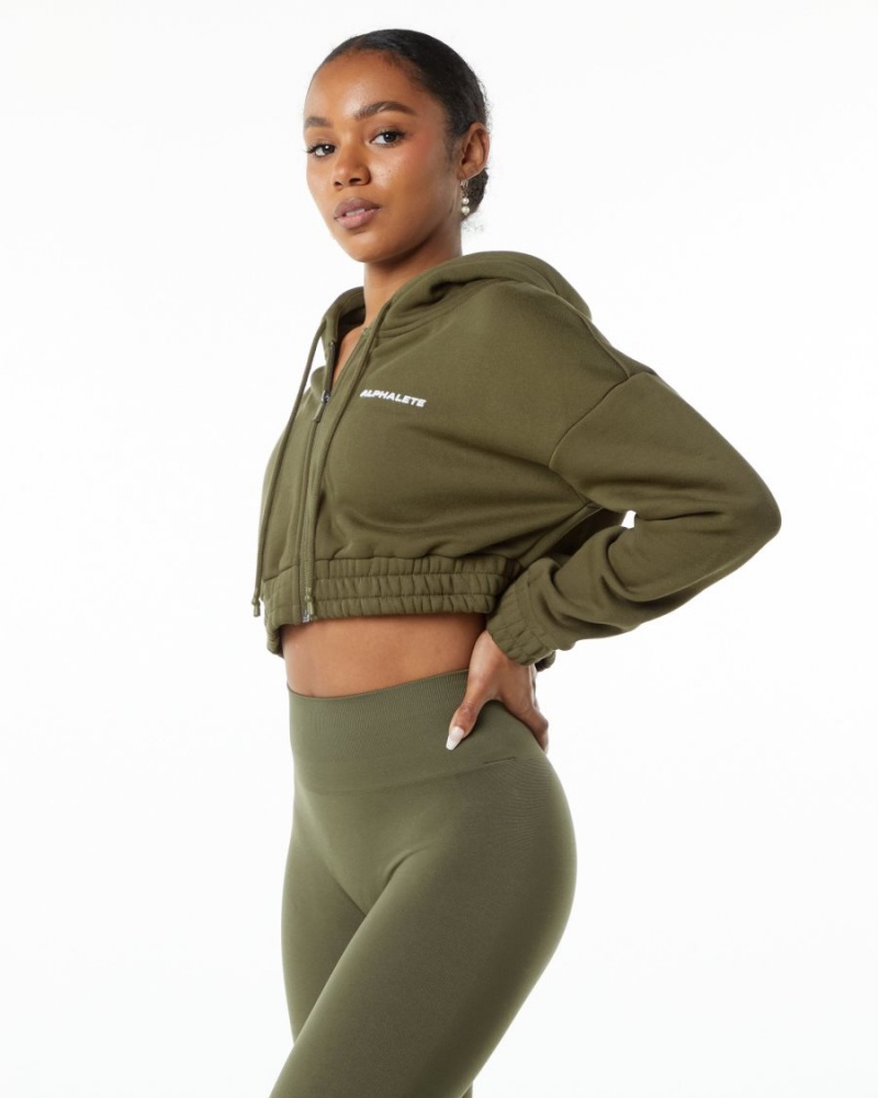 Willow Alphalete Classic Capital Full-Zip Crop Jacket Women's Jackets | 4025681-XK