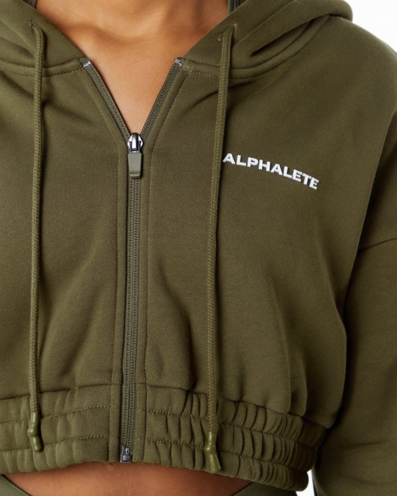 Willow Alphalete Classic Capital Full-Zip Crop Jacket Women's Jackets | 4025681-XK