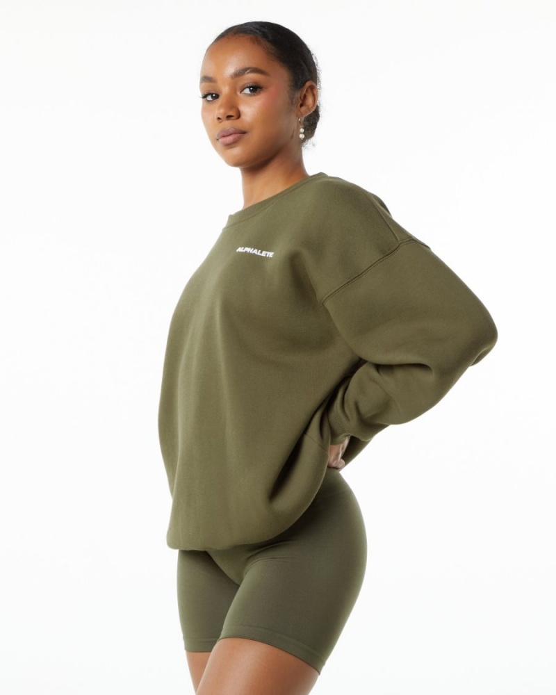 Willow Alphalete Classic Crew Women's Long Sleeve | 5187364-UK