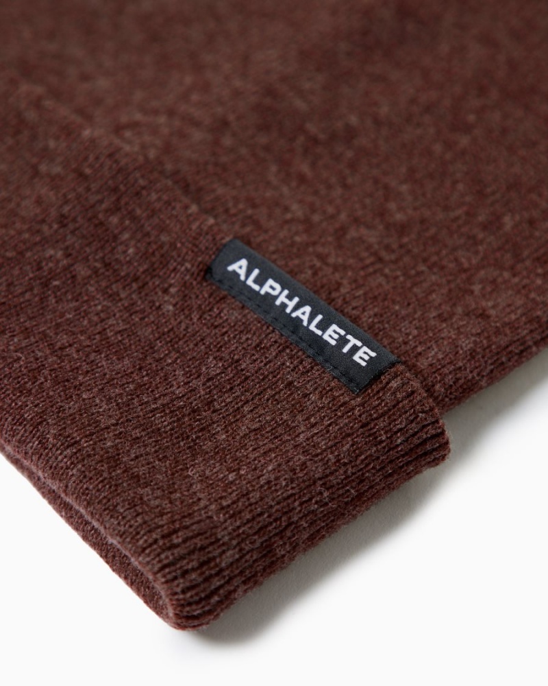 Wine Alphalete Essential Foldover Beanie Men's Accessories | 6804153-UI