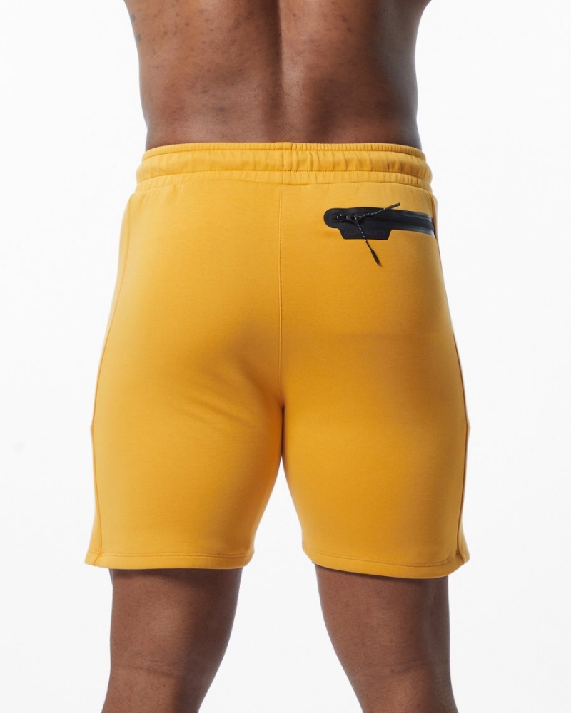 Yellow Alphalete ELMTS Athletic Short 6" Men's Shorts | 6783024-DL