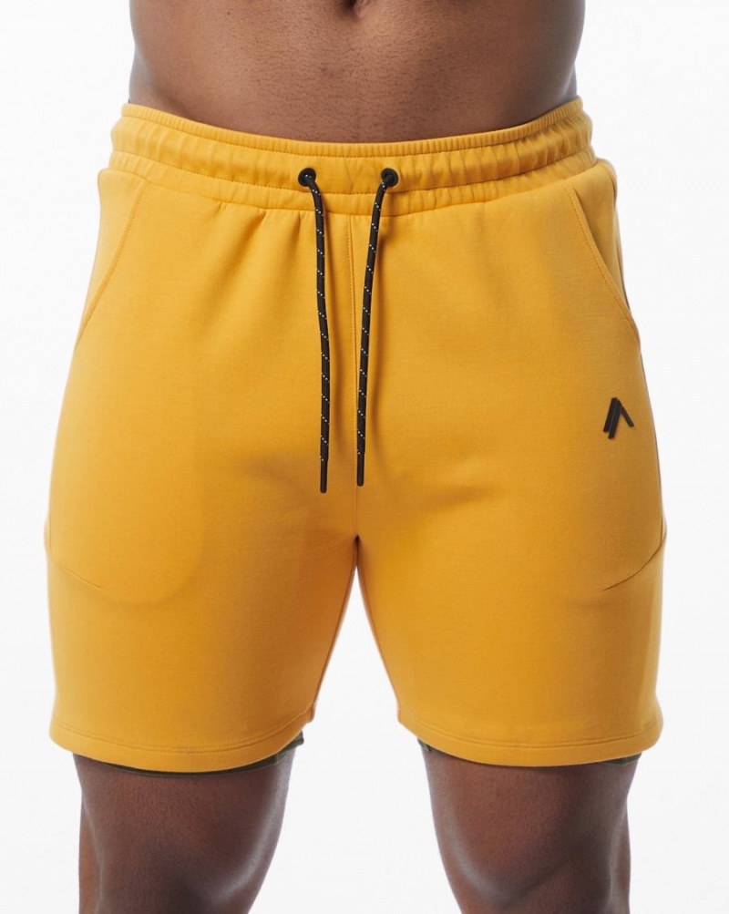 Yellow Alphalete ELMTS Athletic Short 6" Men\'s Shorts | 6783024-DL